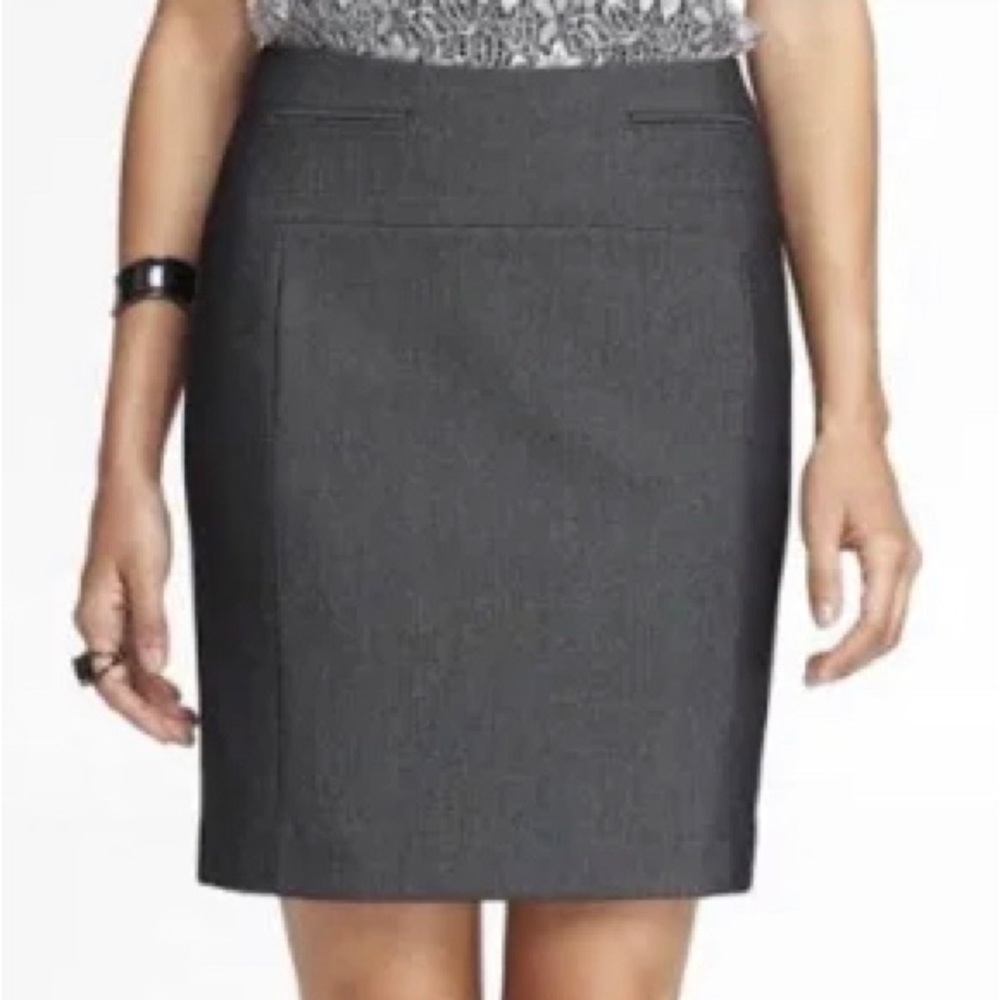 Express Gray Midi A-Line Skirt for Work